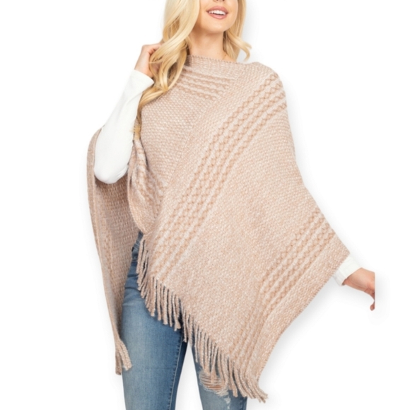 Poncho Sweater With Fringe - Picture 4 of 11